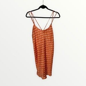 Vintage Floral Orange Victoria’s Secret Lingerie Slip Teddy Chemise large